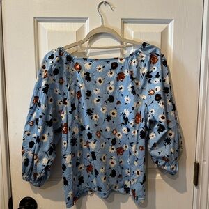 Ann Taylor Factory Floral Blue Top